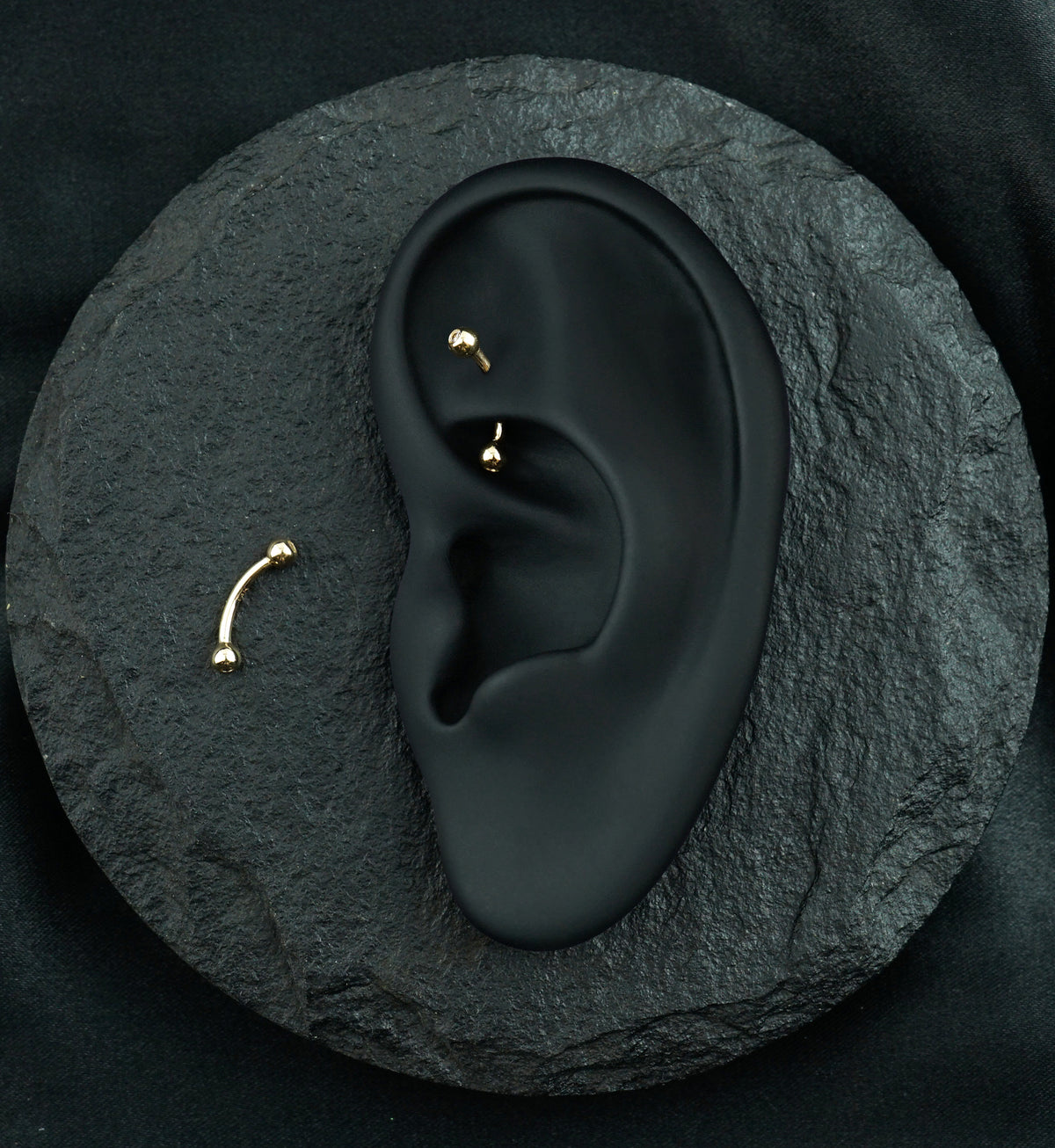 14kt Gold CZ Curved Barbell