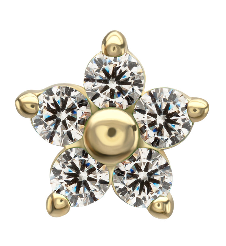 14kt Gold Daisy Clear CZ Threadless Top