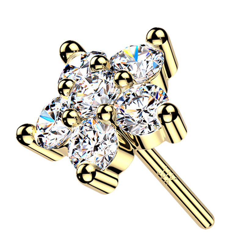 14kt Gold Daisy Lab Grown Diamond Threadless Top