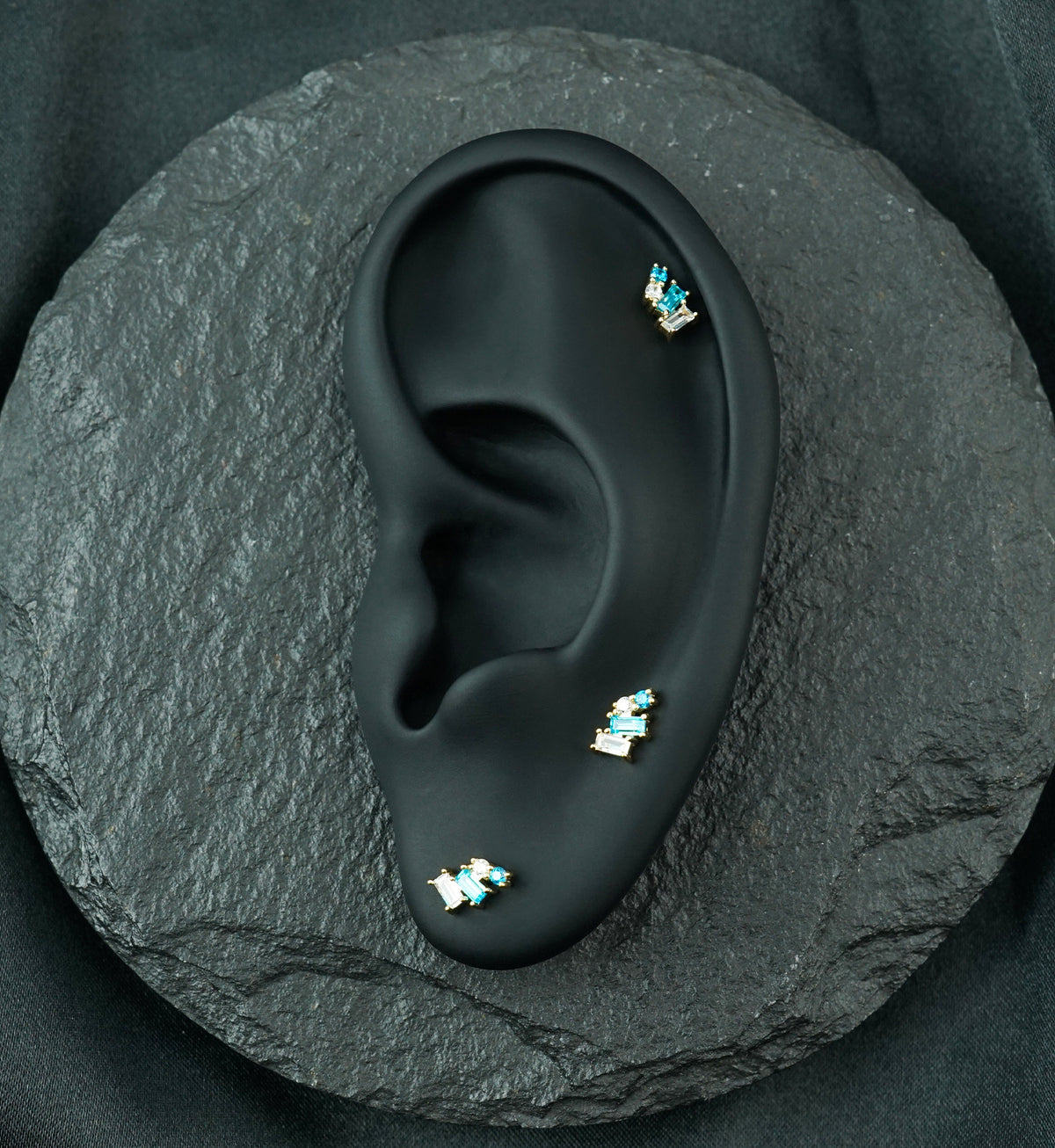 14kt Gold Downpour Aqua CZ Threadless Top