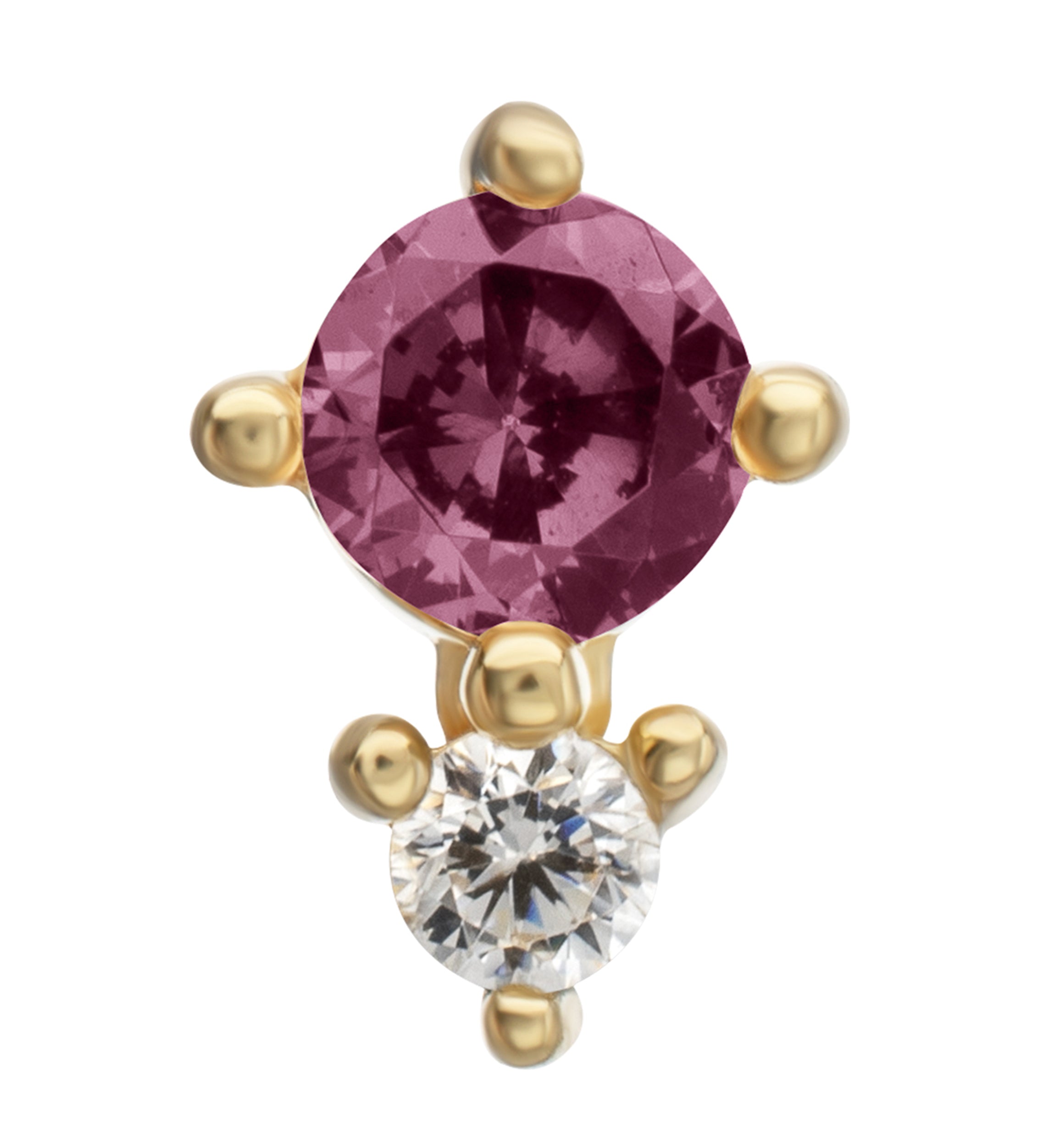 14kt Gold Echo Pink CZ Threadless Top