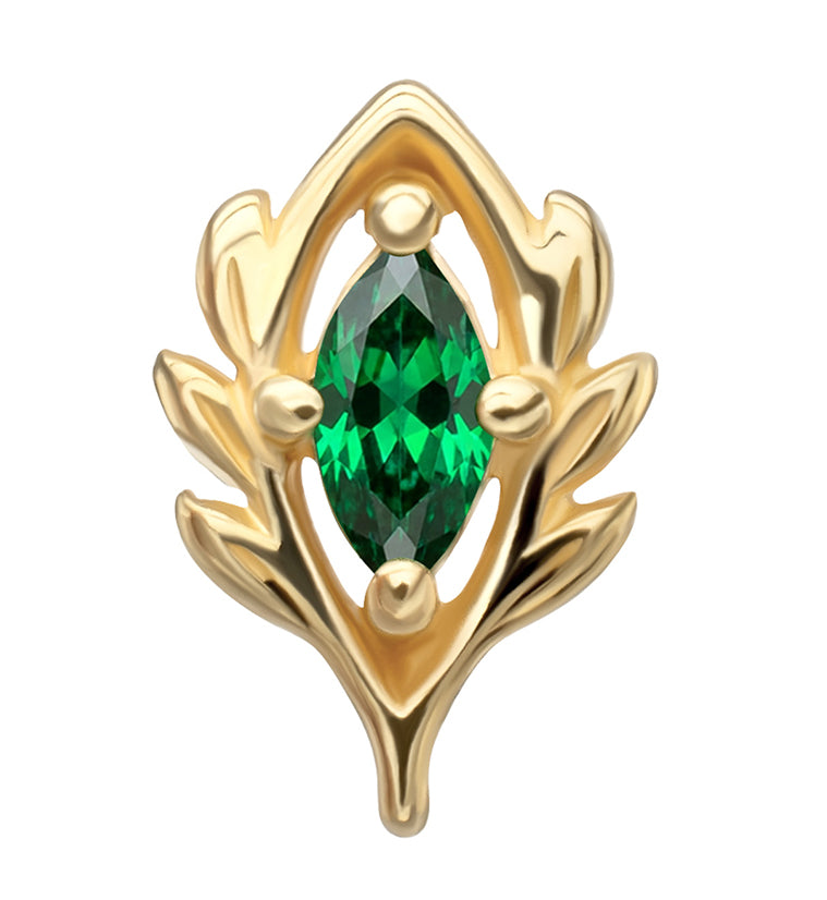 14kt Gold Emblem Emerald CZ Threadless Top