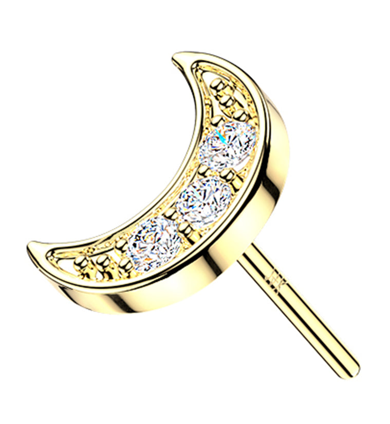 14kt Gold Half Moon Lab Grown Diamond Threadless Top