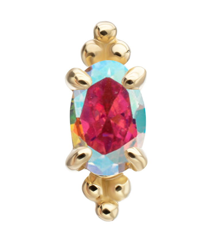 14kt Gold Heirloom Rainbow Aurora CZ Threadless Top