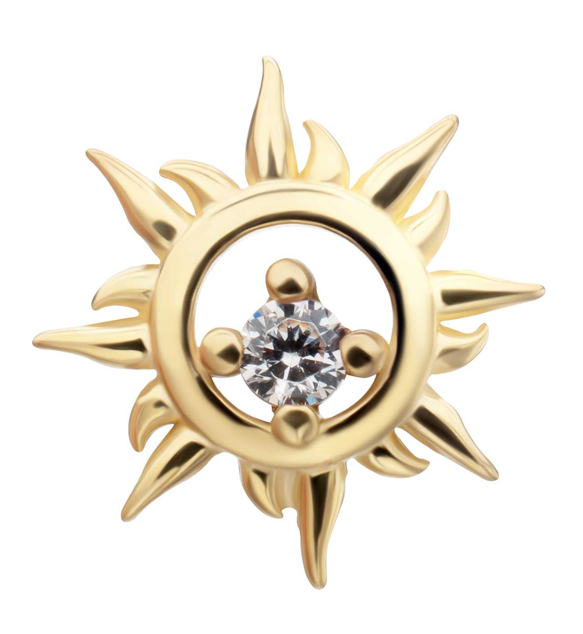 14kt Gold Helios Strike CZ Threadless Top