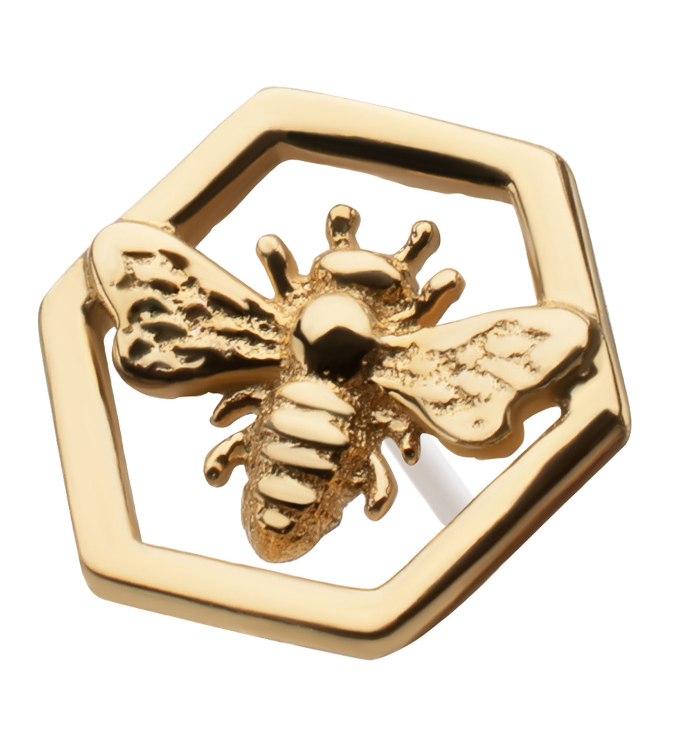 14kt Gold Honeybee Hex Threadless Top