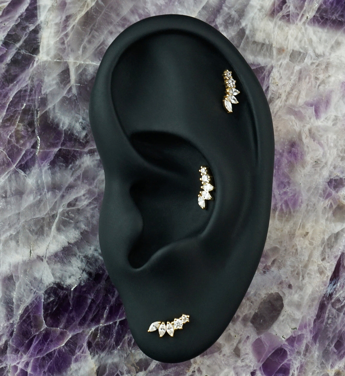 14kt Gold Laureate Clear CZ Threadless Top