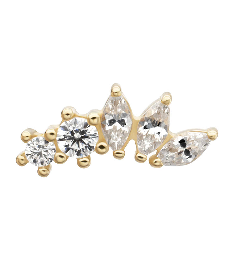 14kt Gold Laureate Clear CZ Threadless Top