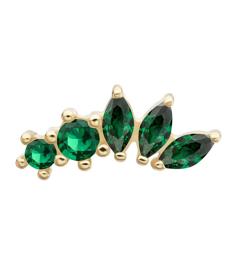 14kt Gold Laureate Emerald CZ Threadless Top