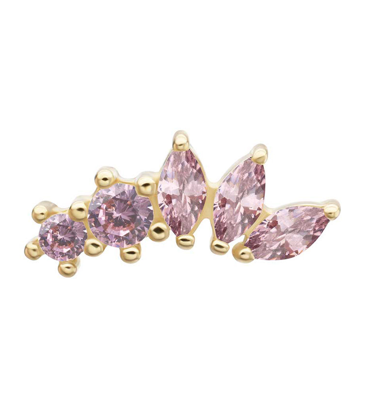 14kt Gold Laureate Pink CZ Threadless Top