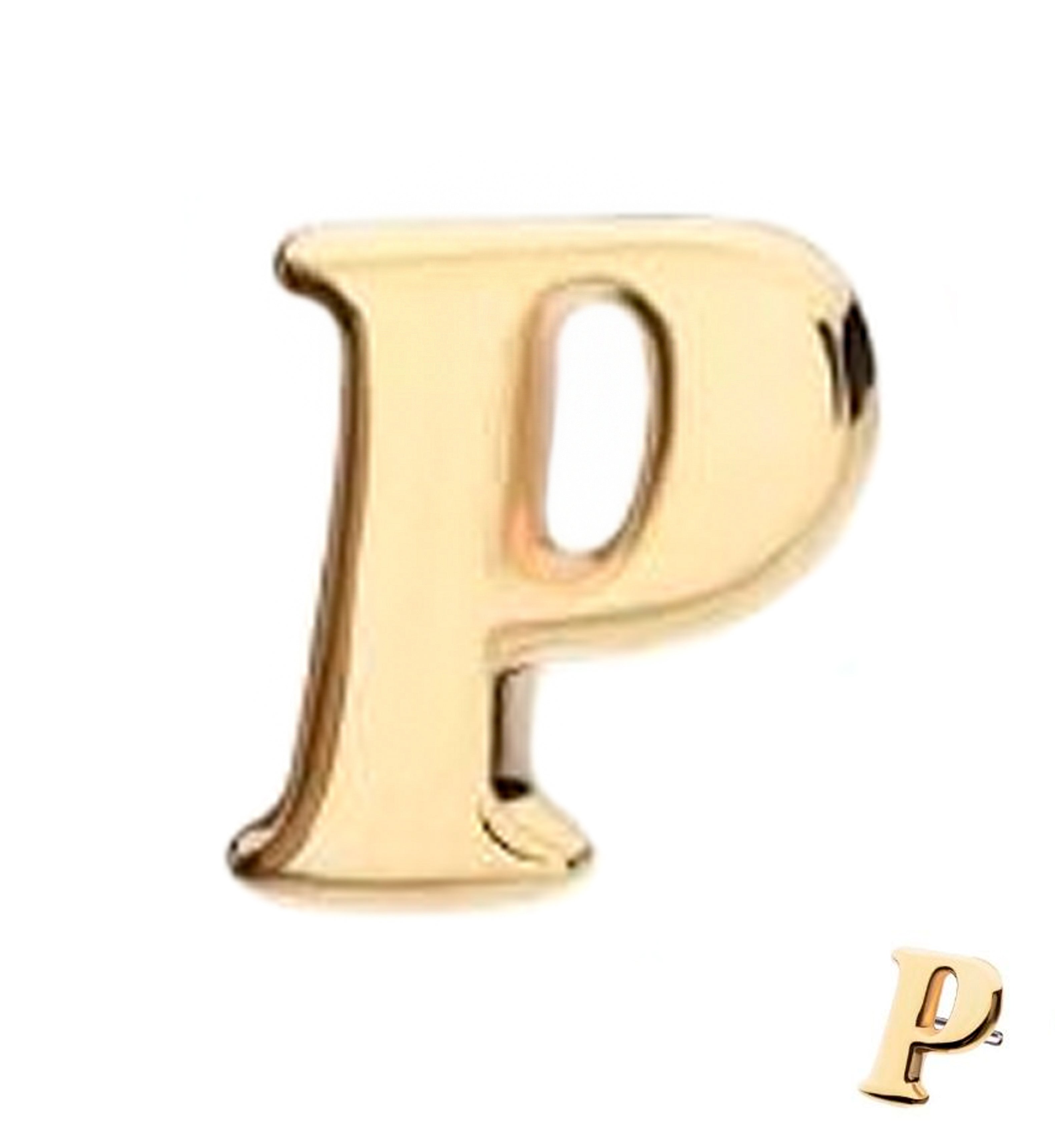 14kt Gold Letter P Threadless Top