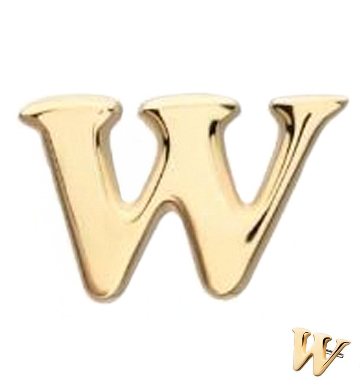 14kt Gold Letter W Threadless Top