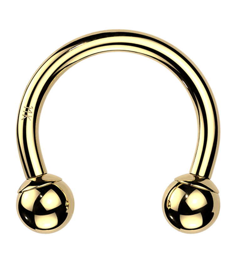 14kt Gold Long Thread Internally Threaded Circular Barbell