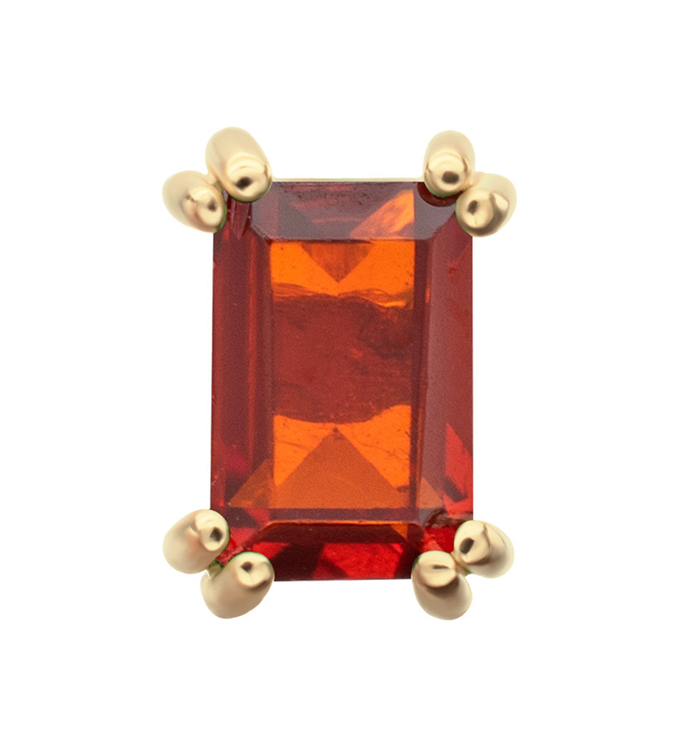 14kt Gold Mini Rectangle Garnet CZ Threadless Top