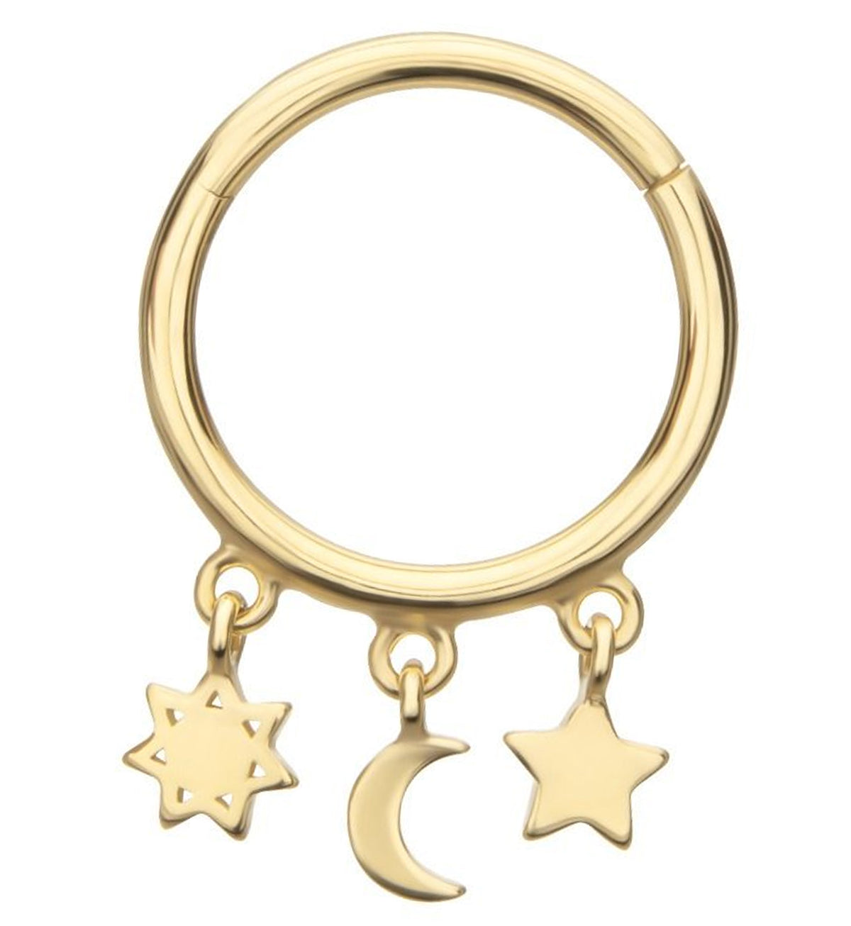14kt Gold Night Sky Dangle Hinged Segment Ring
