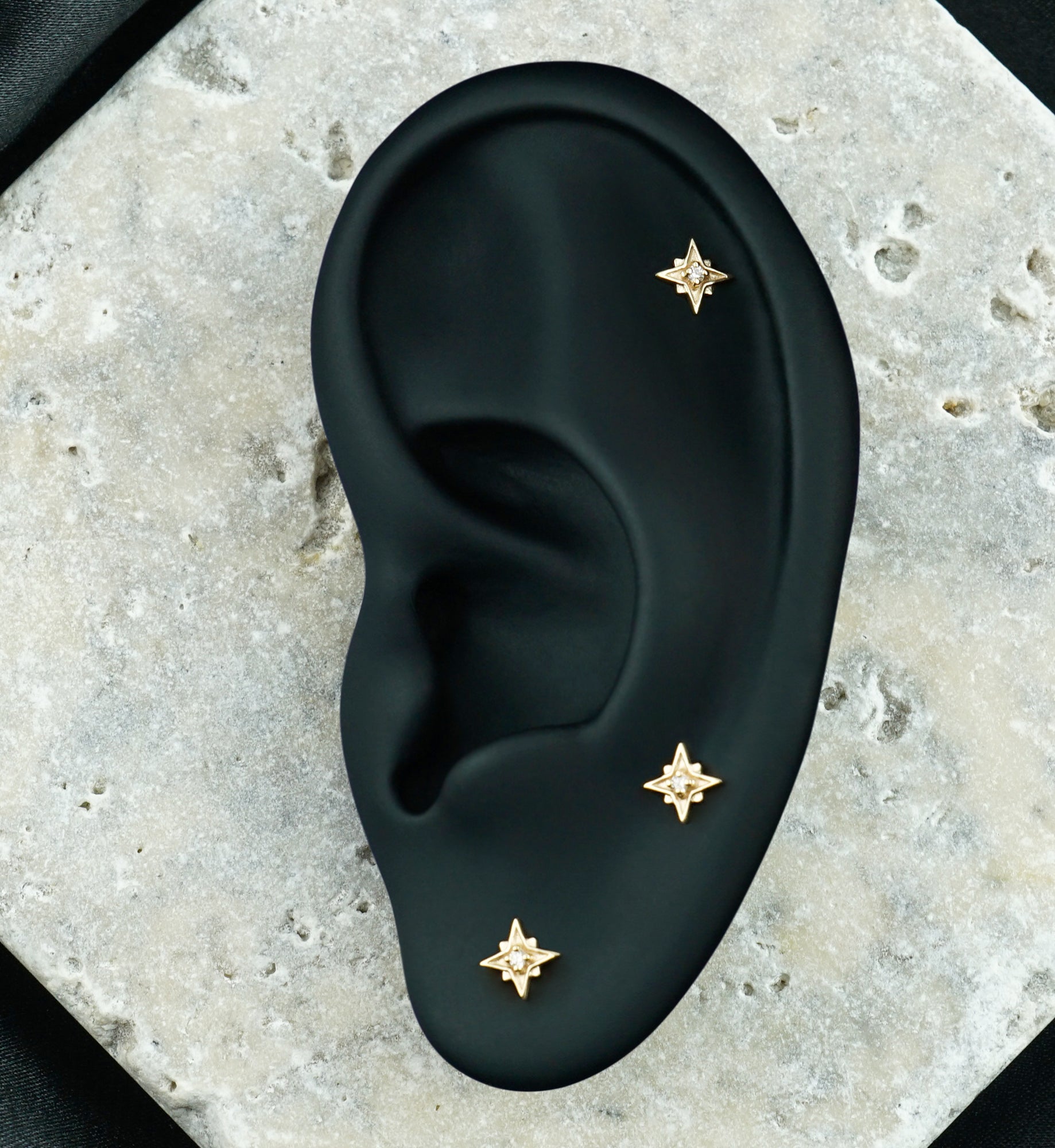 14kt Gold North Star Burst Lab Grown Diamond Threadless Top
