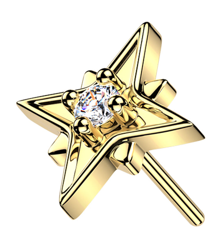 14kt Gold North Star Burst Lab Grown Diamond Threadless Top