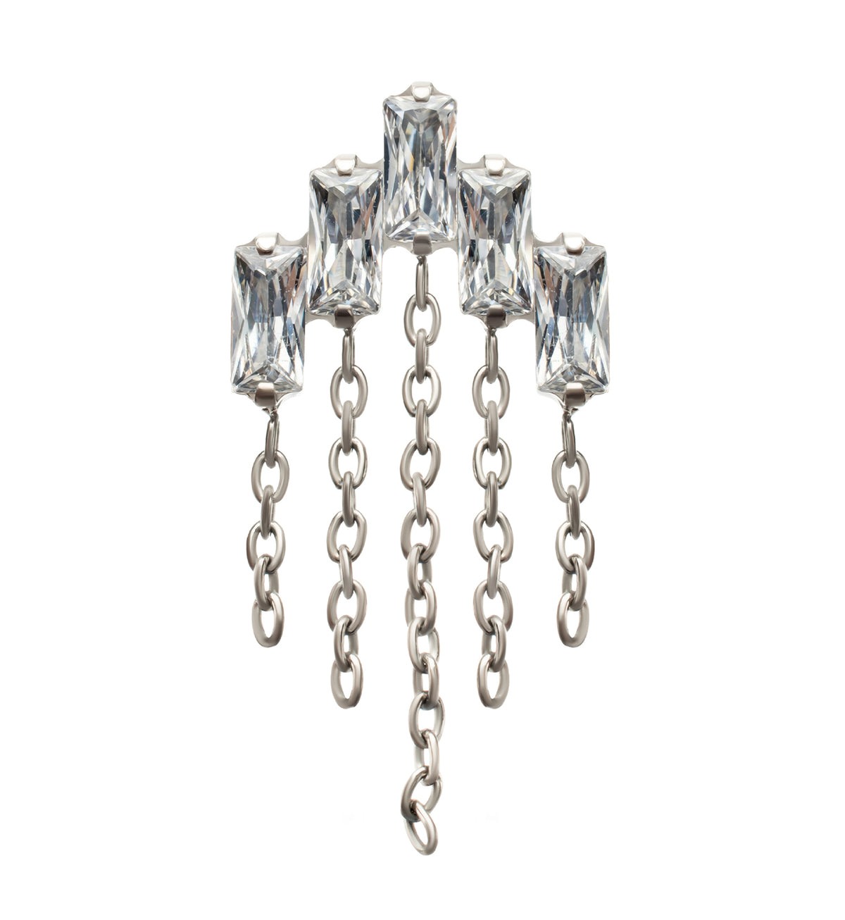 Rainfall Clear CZ Dangle Chain Titanium Threadless Top