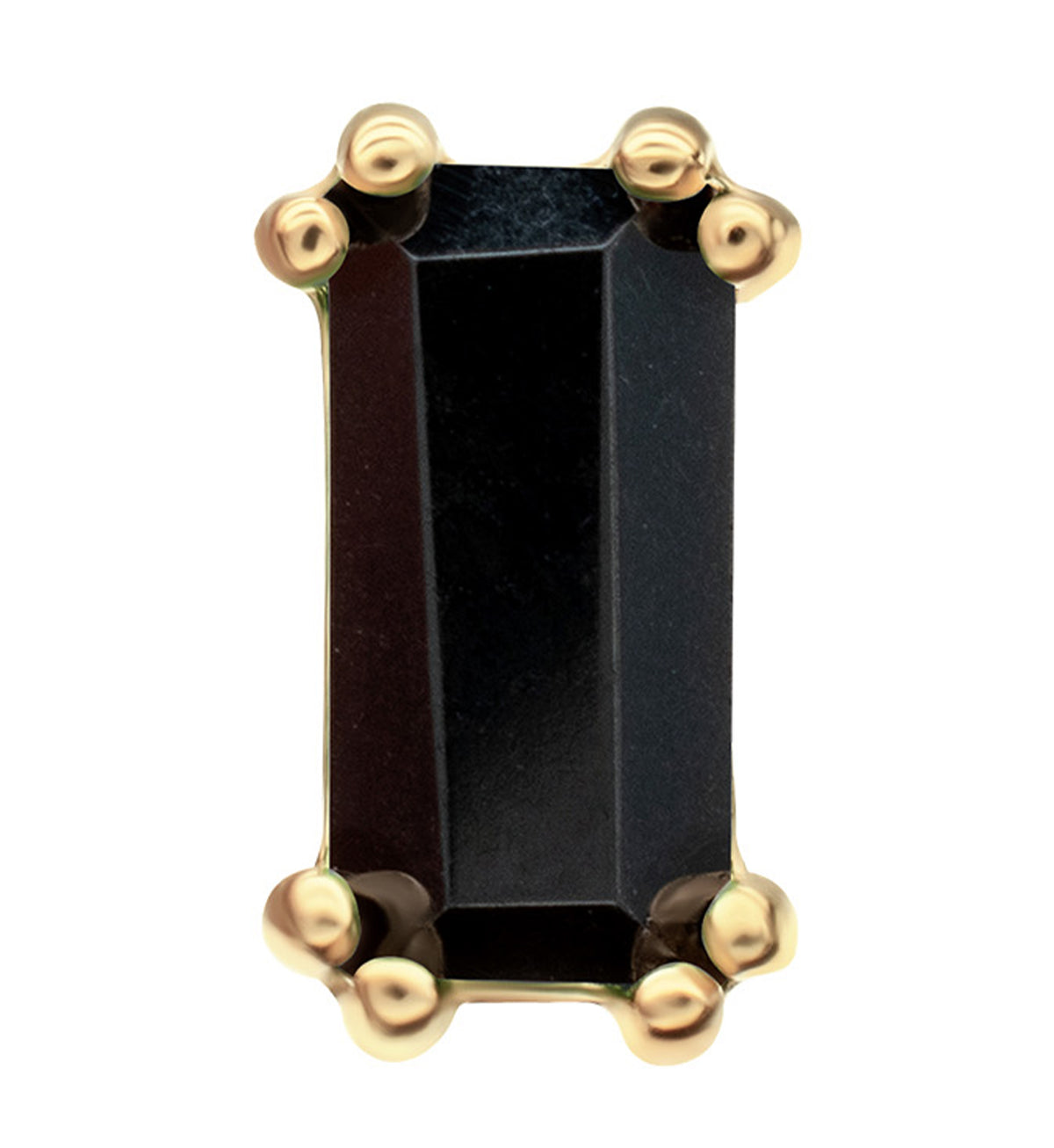 14kt Gold Rectangle Black CZ Threadless Top