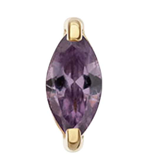 14kt Gold Single Marquise Amethyst CZ Threadless Top