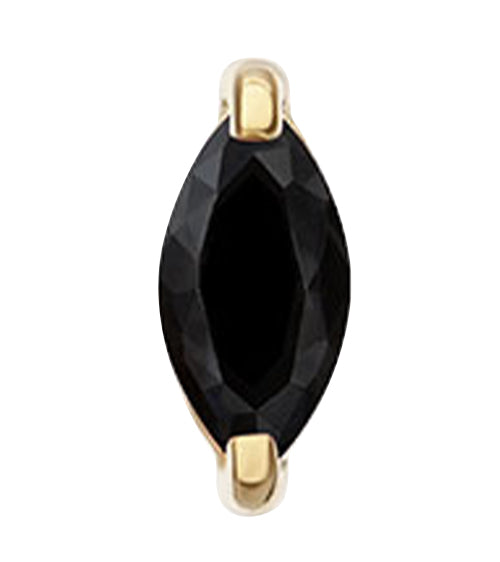 14kt Gold Single Marquise Black CZ Threadless Top