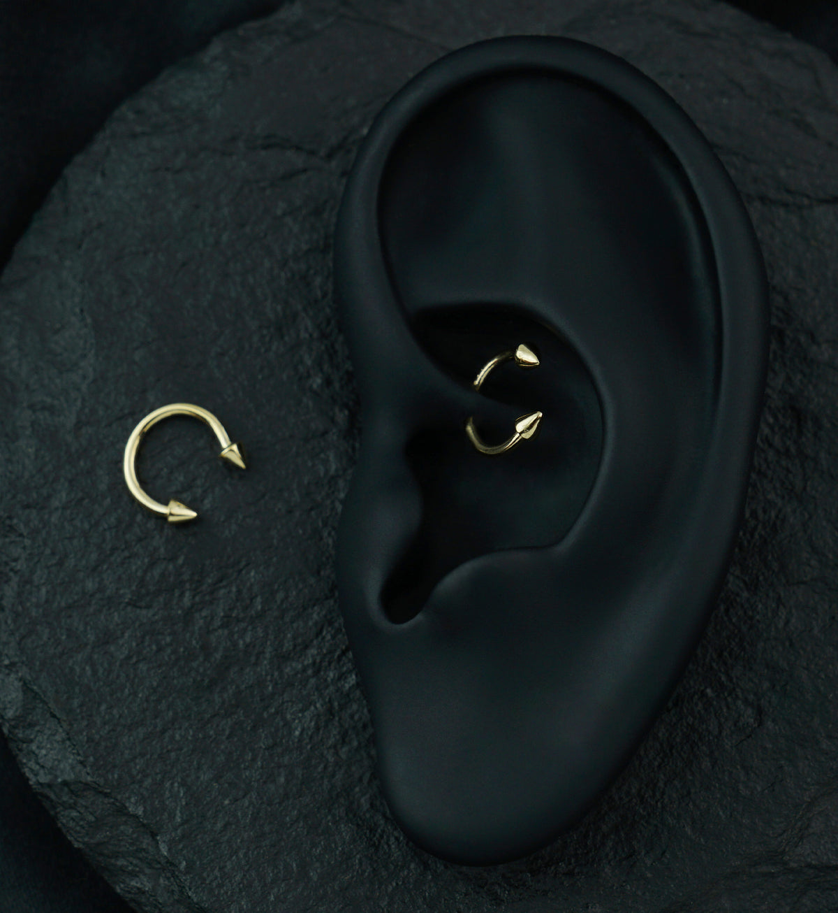 14kt Gold Spiked Circular Barbell