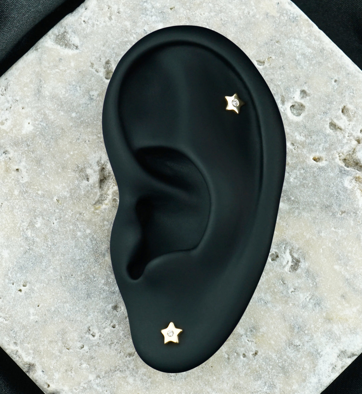14kt Gold Star Center Lab Grown Diamond Threadless Top