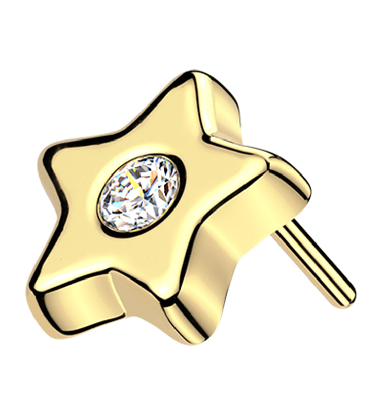 14kt Gold Star Center Lab Grown Diamond Threadless Top