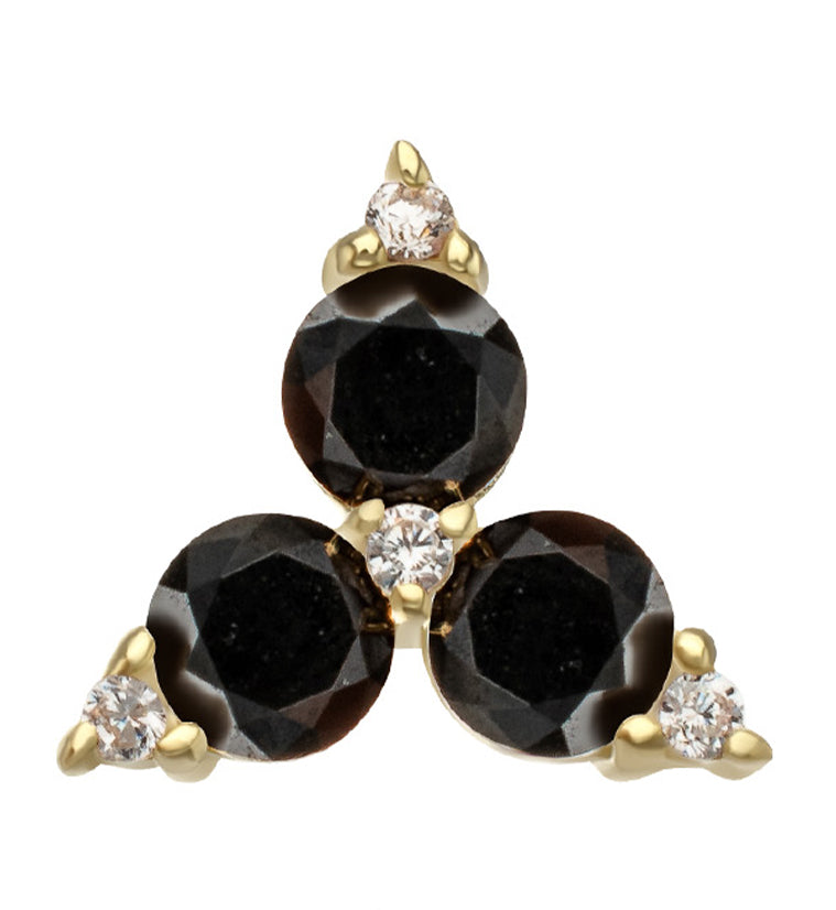14kt Gold Triad Black CZ Threadless Top
