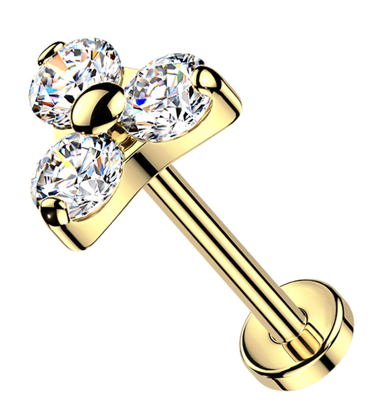 14kt Gold Trine Lab Grown Diamond Threadless Labret