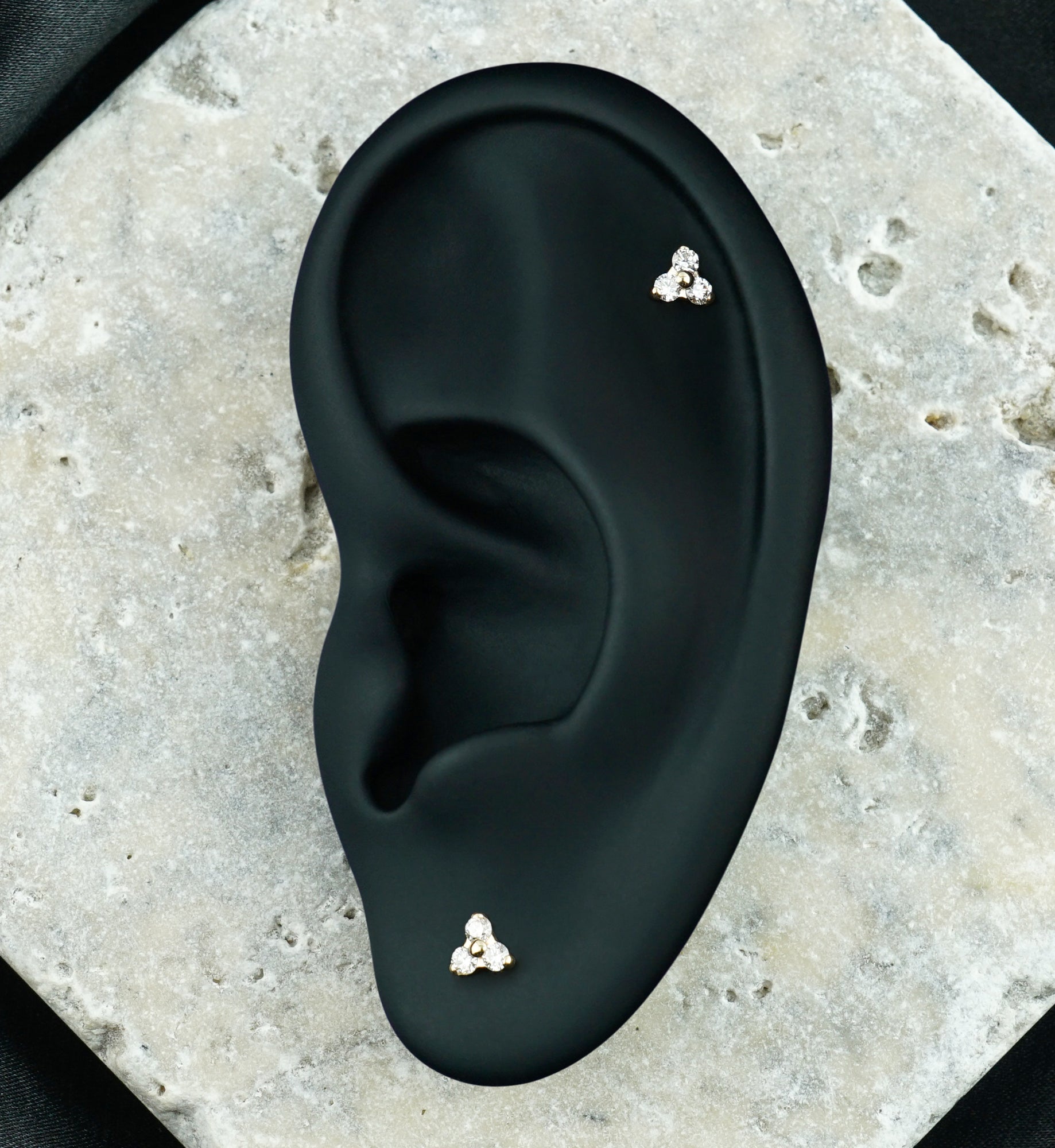 14kt Gold Trine Lab Grown Diamond Threadless Top
