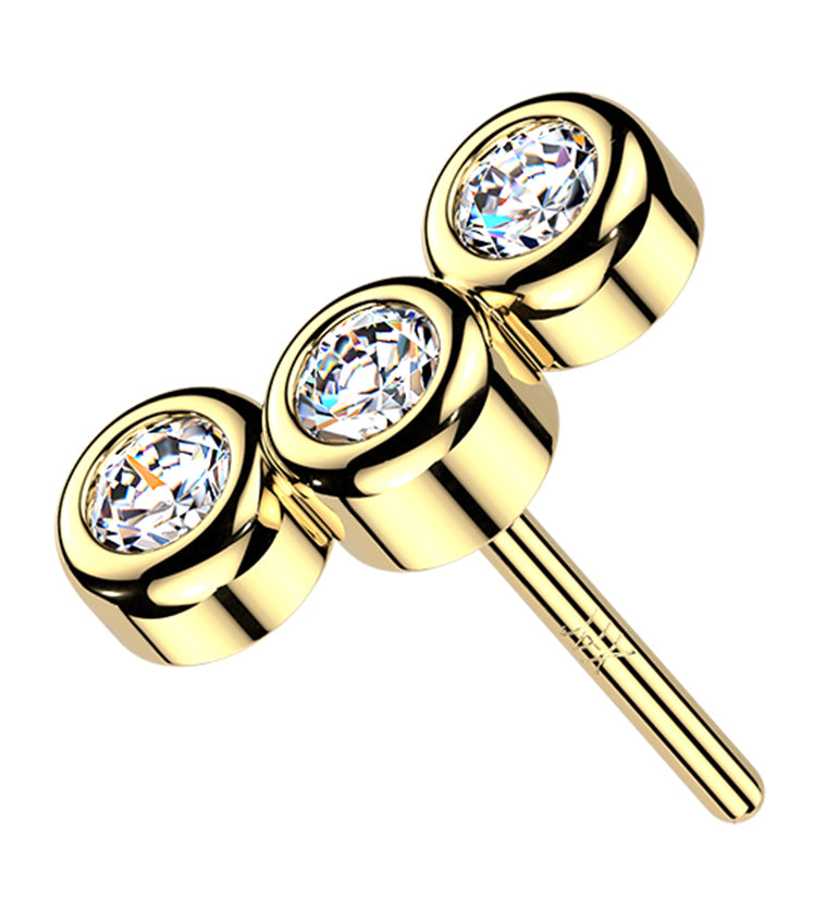 14kt Gold Triple Bezel Lab Grown Diamond Threadless Top