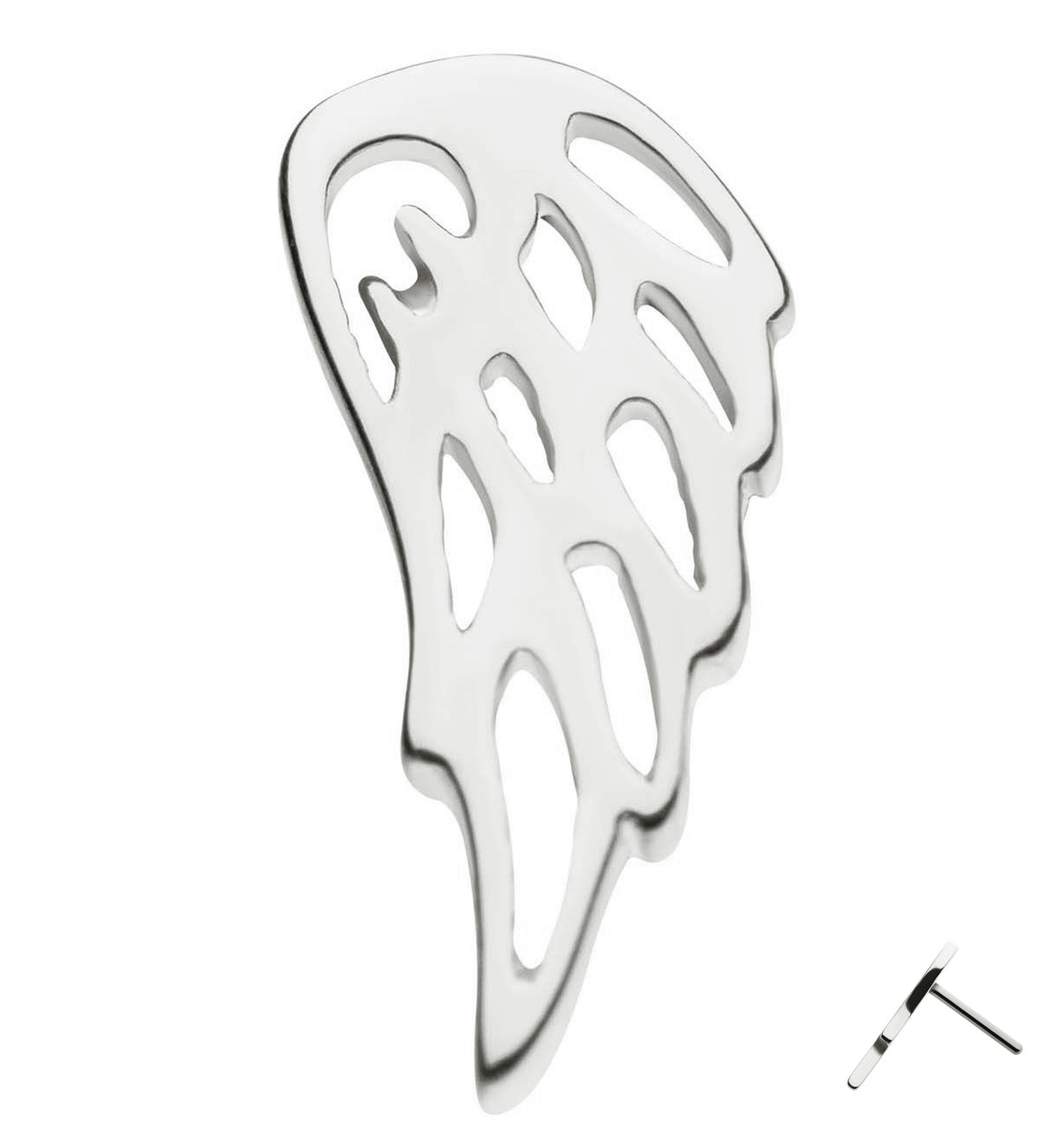 14kt White Gold Angel Wing Threadless Top (Left Ear)