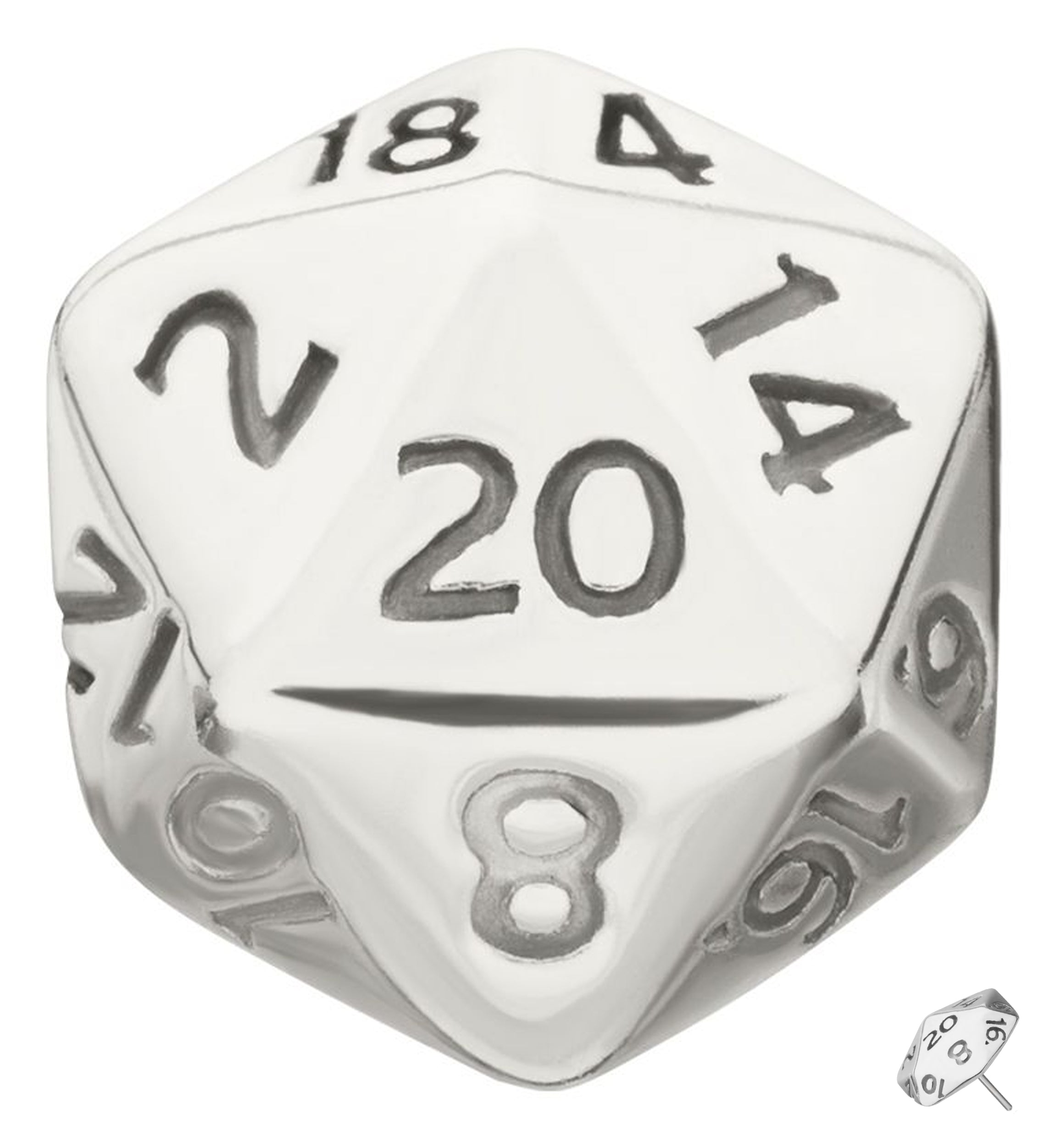 14kt White Gold Dungeons & Dragons Dice Threadless Top