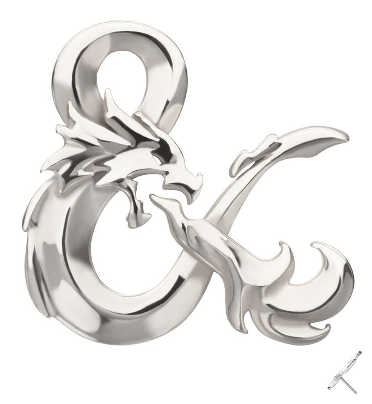 14kt White Gold Dungeons And Dragons Ampersand Logo Threadless Top