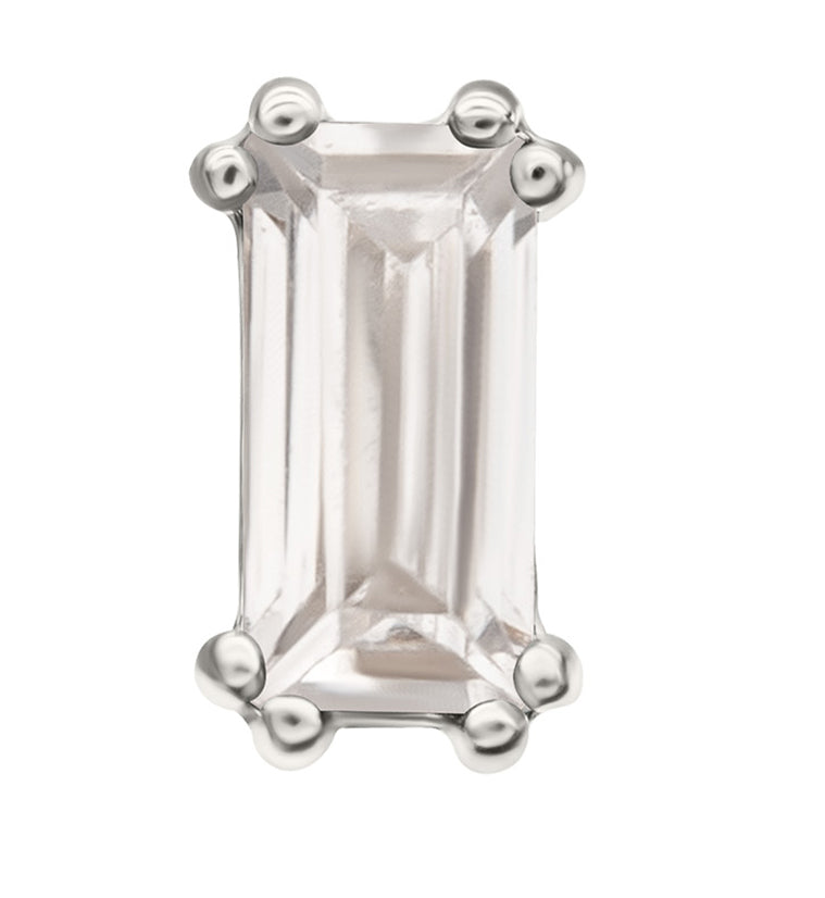 14kt White Gold Rectangle Clear CZ Threadless Top