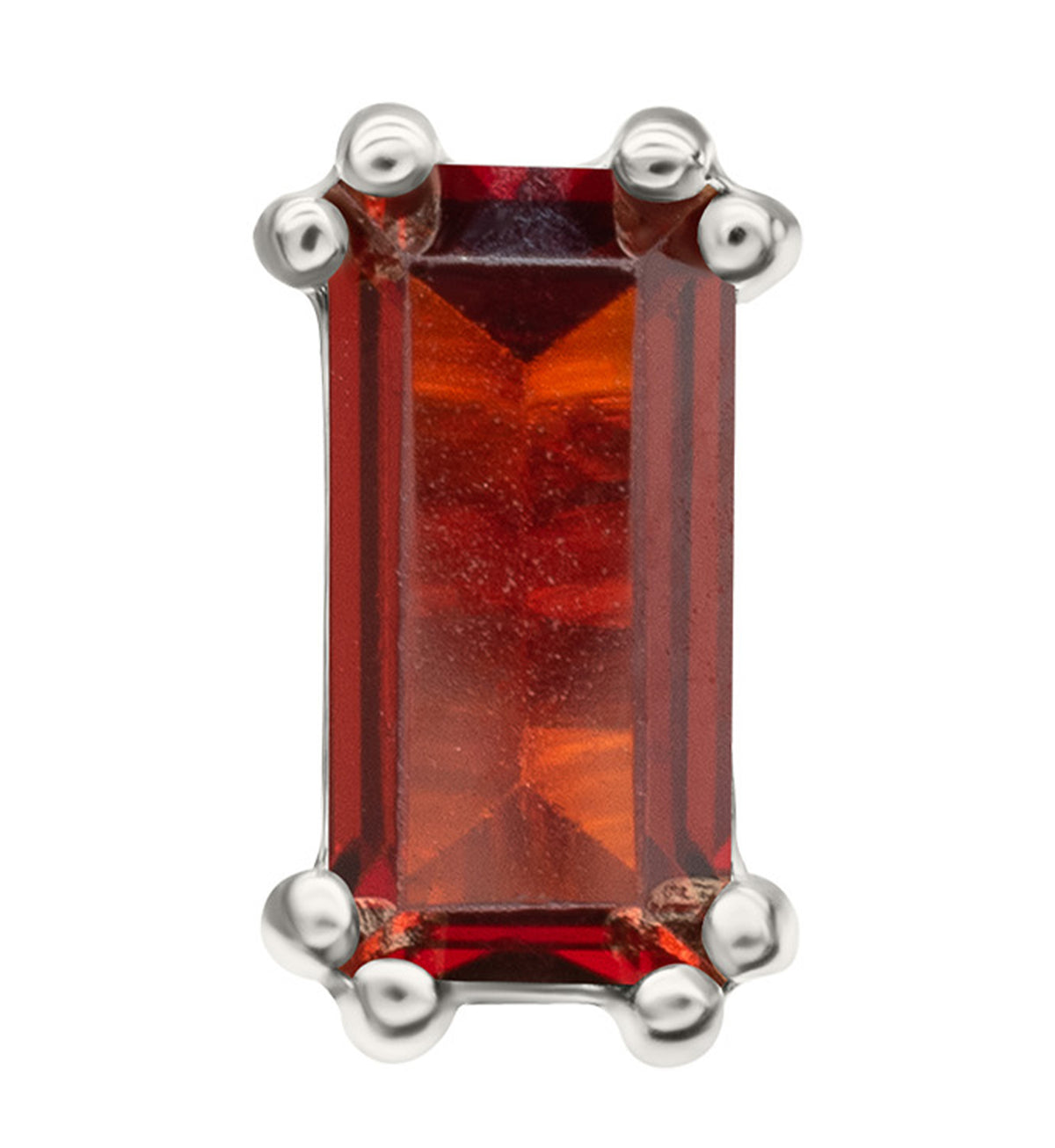 14kt White Gold Rectangle Garnet CZ Threadless Top