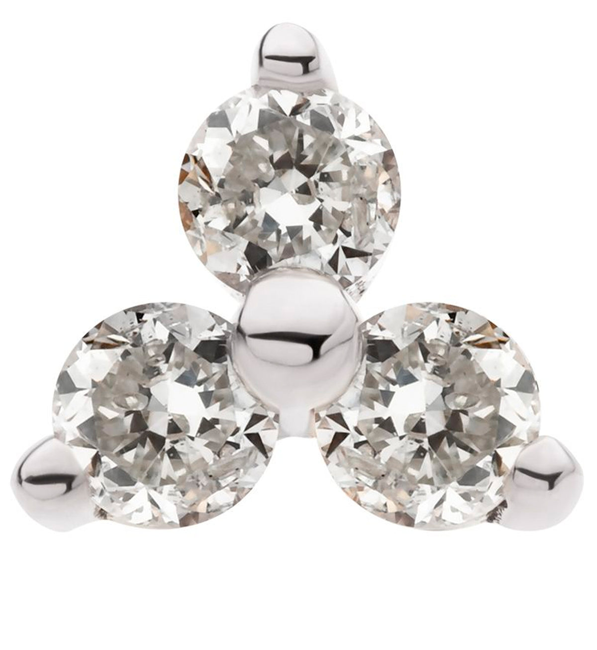 14kt White Gold Trinity Round Clear CZ Threadless Top