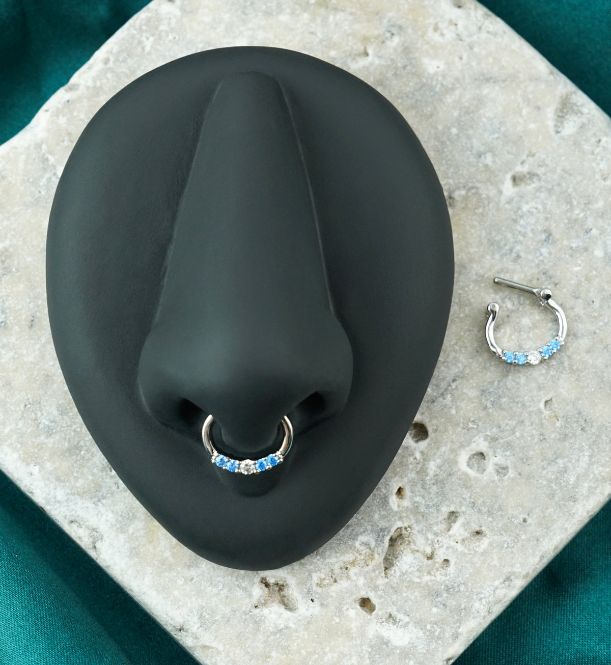 16G Blue 5 Gem Septum Clicker
