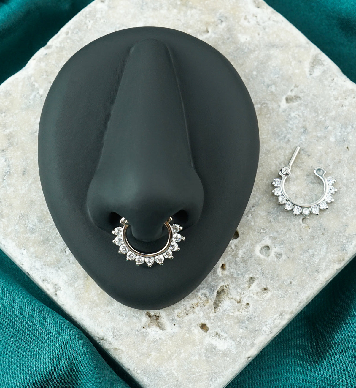 16G Clear Pronged Gem Septum Clicker Ring