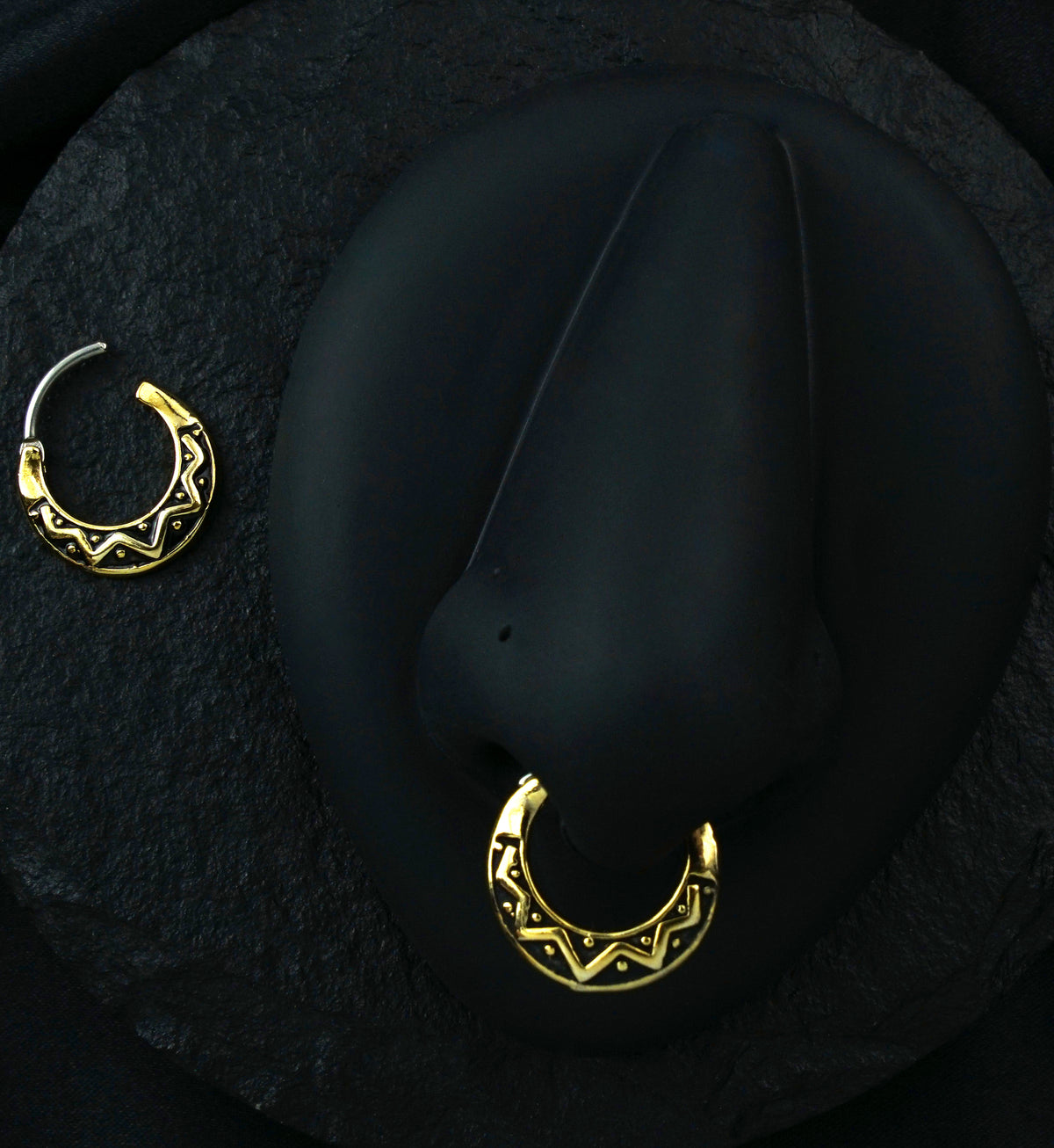 16G Golden Mayan Fan Brass Septum Clicker