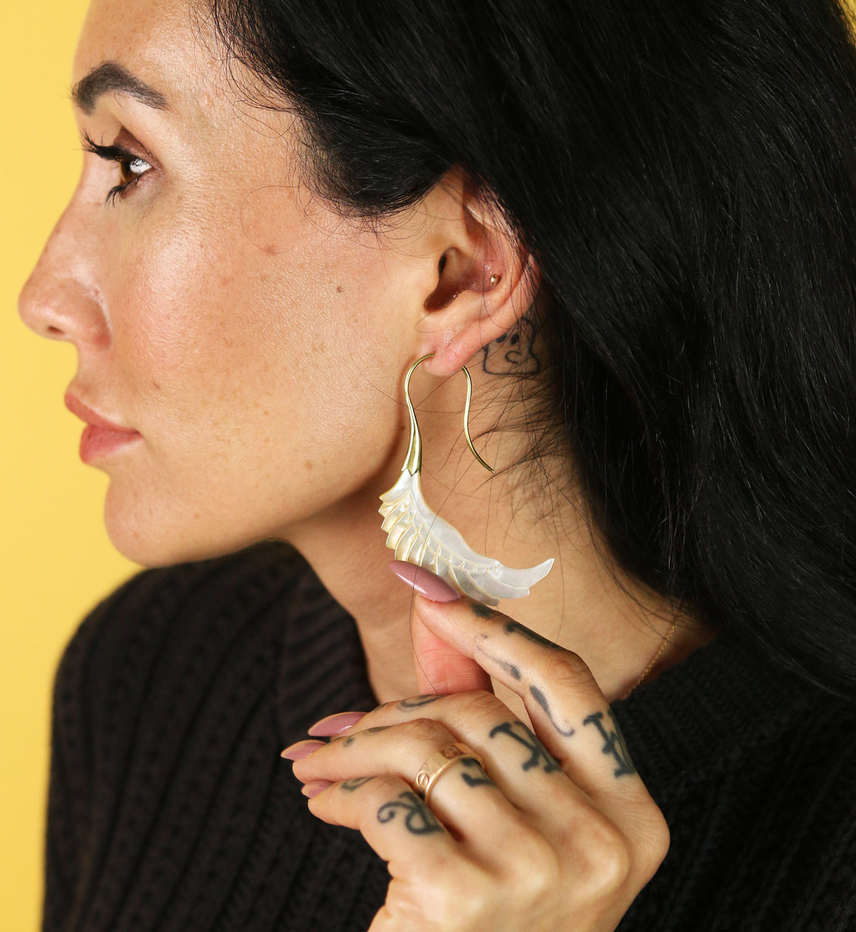 18G Pinion Brass MOP Hangers / Earrings