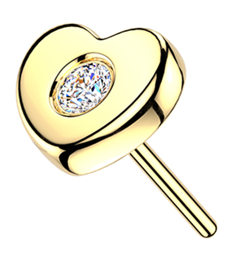 14kt Gold Heart Center Lab Grown Diamond Threadless Top