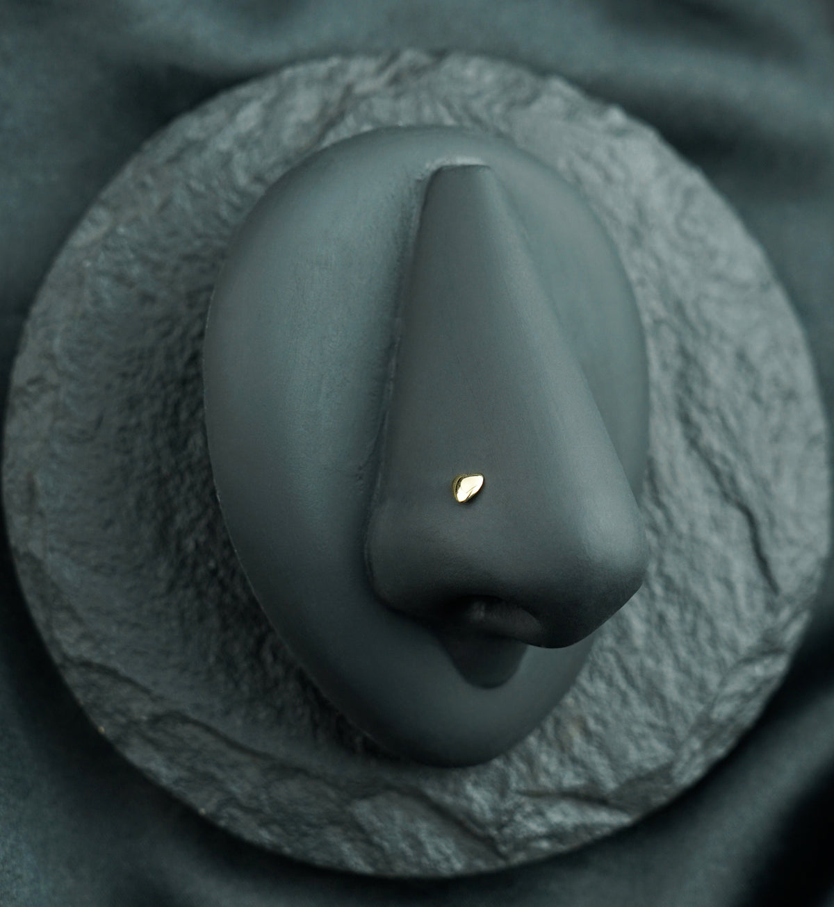 20G 14kt Gold Heart Nose Stud Ring