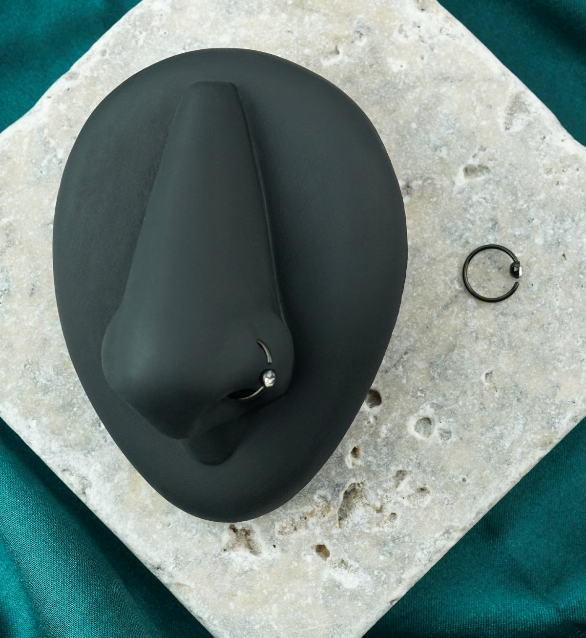 20G Black Stainless Steel CZ Diamond Nose Ring