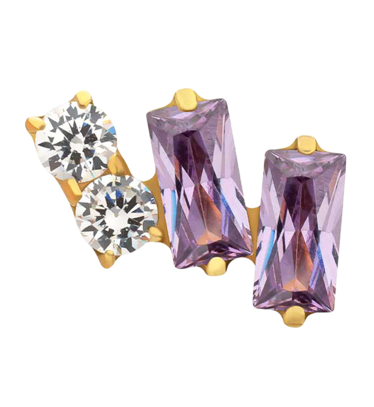24kt Gold PVD Afterglow Amethyst CZ Titanium Threadless Top