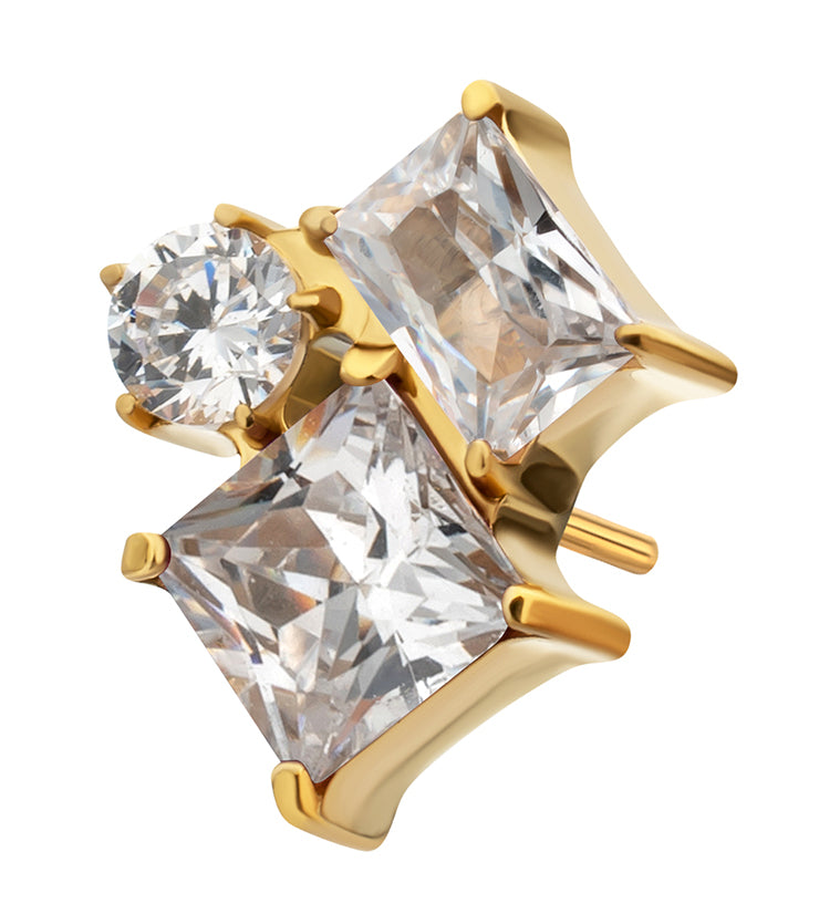 24kt Gold PVD Amalgam Clear CZ Titanium Threadless Top
