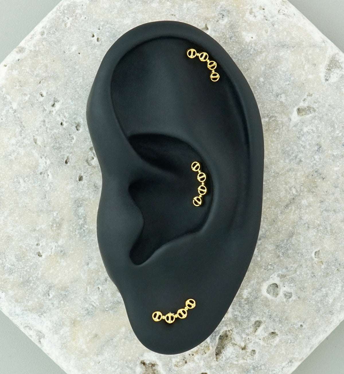 24kt Gold PVD Barred Ring Chain Titanium Threadless Top