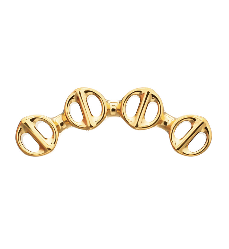 24kt Gold PVD Barred Ring Chain Titanium Threadless Top
