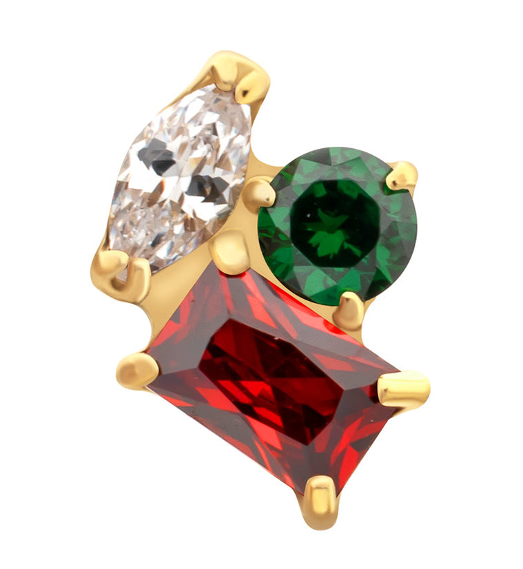 24kt Gold PVD Bramble Garnet CZ Titanium Threadless Top